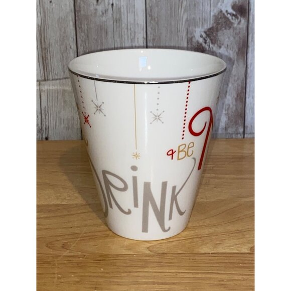 Lenox Eat Drink be Merry Holiday 12 oz Mug Red Gold & Silver White Mug Christmas - Picture 4 of 6